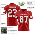 Custom Red White Authentic Football Jersey photo 3