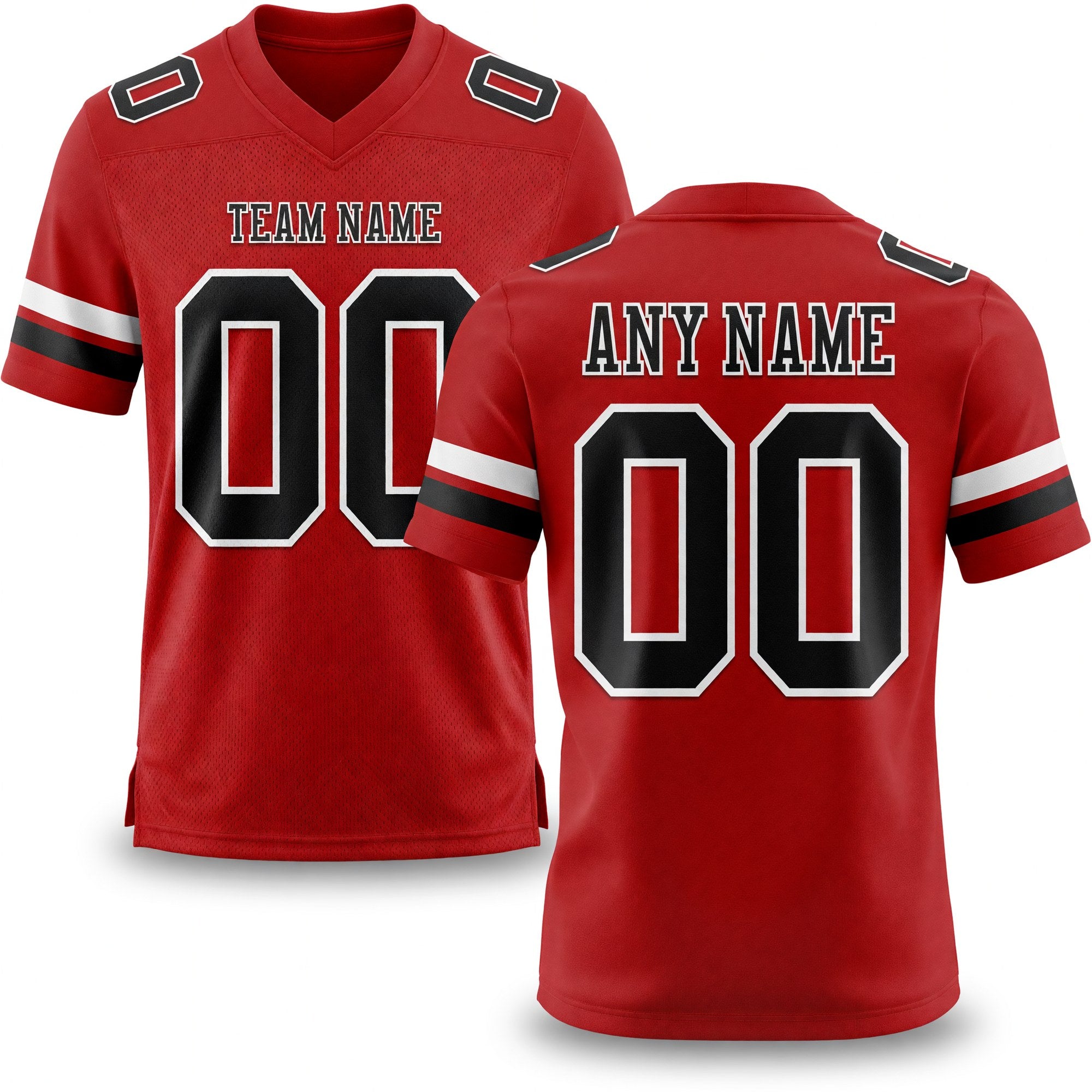 Custom Red Black-White Authentic Football Jersey