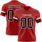 Custom Red Black-White Authentic Football Jersey photo 1