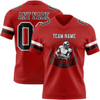 Custom Red Black-White Authentic Football Jersey photo 2