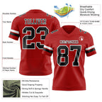Custom Red Black-White Authentic Football Jersey photo 3