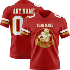 Custom Red White-Old Gold Authentic Football Jersey photo 2