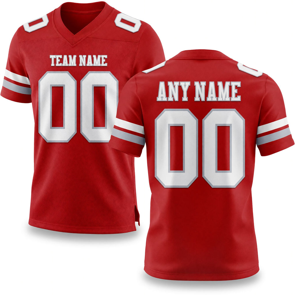 Custom Red White-Gray Authentic Football Jersey