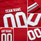 Custom Red White-Gray Authentic Football Jersey detail