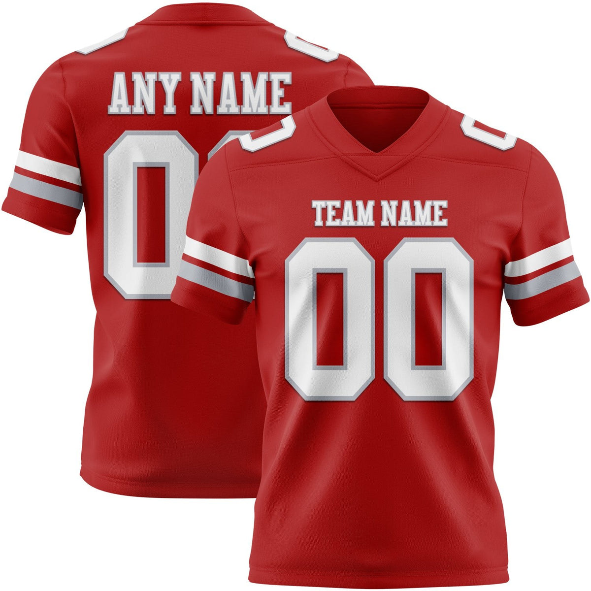 Custom Red White-Gray Authentic Football Jersey photo 1