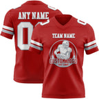 Custom Red White-Gray Authentic Football Jersey photo 2