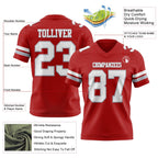 Custom Red White-Gray Authentic Football Jersey photo 3