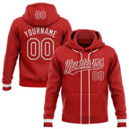 Custom Stitched Red White Baseball Pullover Sweatshirt Hoodie photo 1