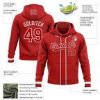 Custom Stitched Red White Baseball Pullover Sweatshirt Hoodie photo 2