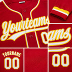 Custom Stitched Red White-Yellow Baseball Pullover Sweatshirt Hoodie detail