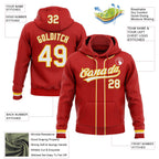 Custom Stitched Red White-Yellow Baseball Pullover Sweatshirt Hoodie photo 2