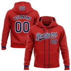 Custom Stitched Red Navy-White Baseball Pullover Sweatshirt Hoodie photo 1