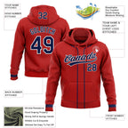 Custom Stitched Red Navy-White Baseball Pullover Sweatshirt Hoodie photo 2