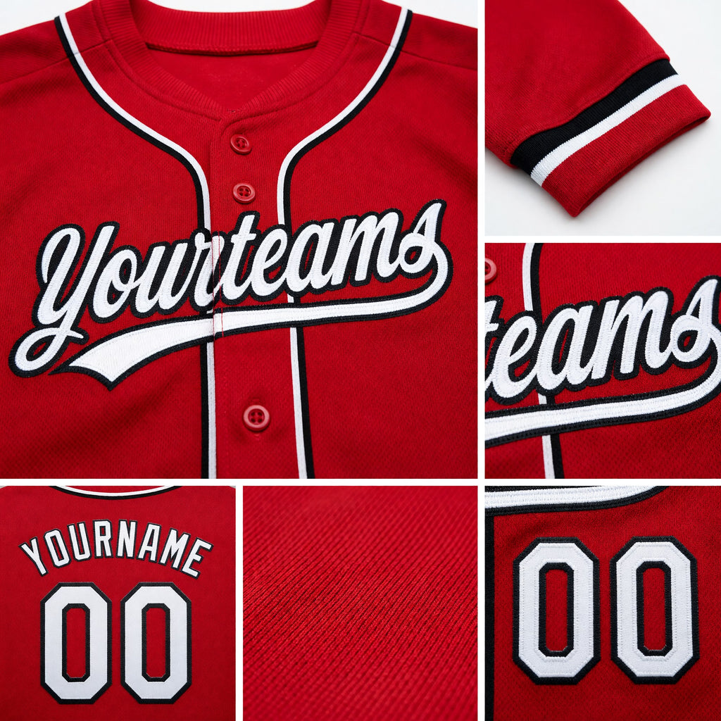 Custom Stitched Red White-Black Baseball Pullover Sweatshirt Hoodie detail