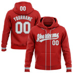 Custom Stitched Red White-Gray Baseball Pullover Sweatshirt Hoodie photo 1