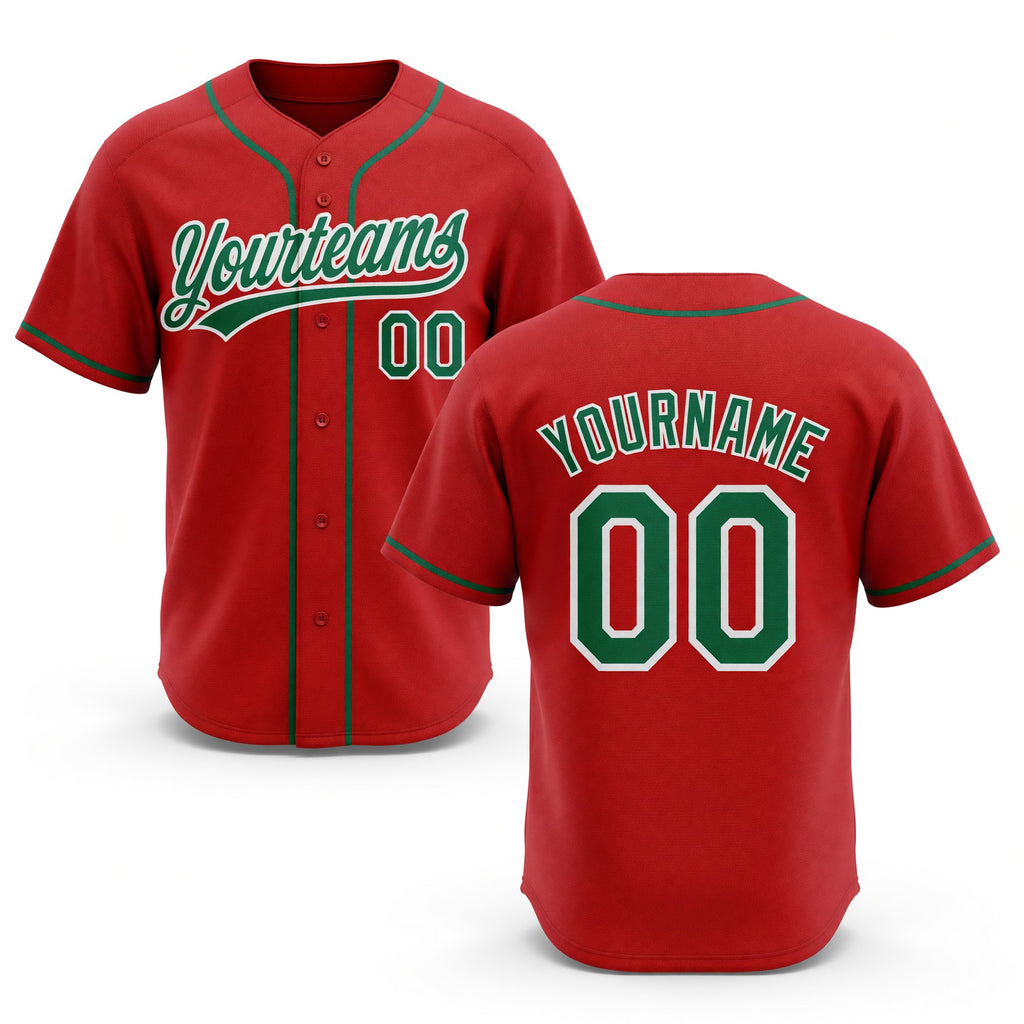 Custom Stitched Red Kelly Green-White Baseball Pullover Sweatshirt Hoodie