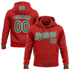 Custom Stitched Red Kelly Green-White Baseball Pullover Sweatshirt Hoodie photo 1