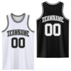 Custom Reversible Black White Double Side Sublimation Basketball Set Jersey