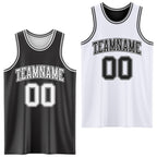 Custom Reversible Black White Double Side Sublimation Basketball Set Jersey photo 1