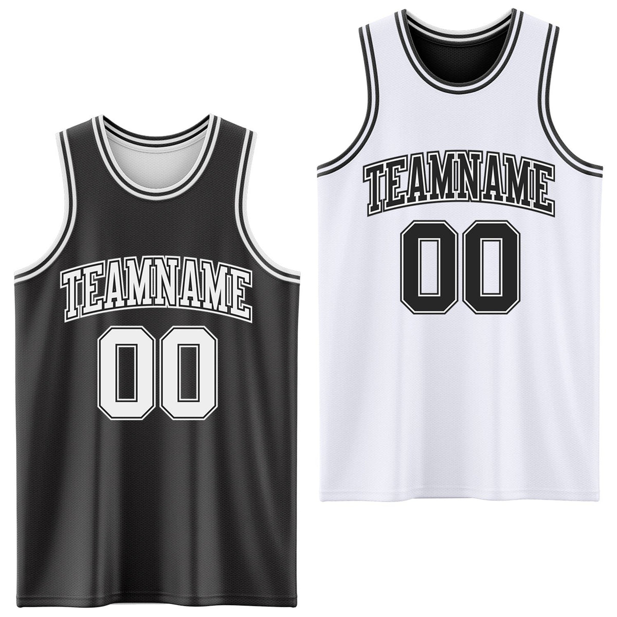Custom Reversible Black White Double Side Sublimation Basketball Set Jersey photo 1