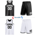 Custom Reversible Black White Double Side Sublimation Basketball Set Jersey photo 2