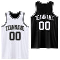 Custom Reversible Black White Double Side Sublimation Basketball Set Jersey