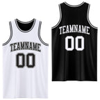 Custom Reversible Black White Double Side Sublimation Basketball Set Jersey