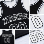 Custom Reversible Black White Double Side Sublimation Basketball Set Jersey detail