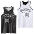 Custom Reversible Black White Double Side Sublimation Basketball Set Jersey photo 1