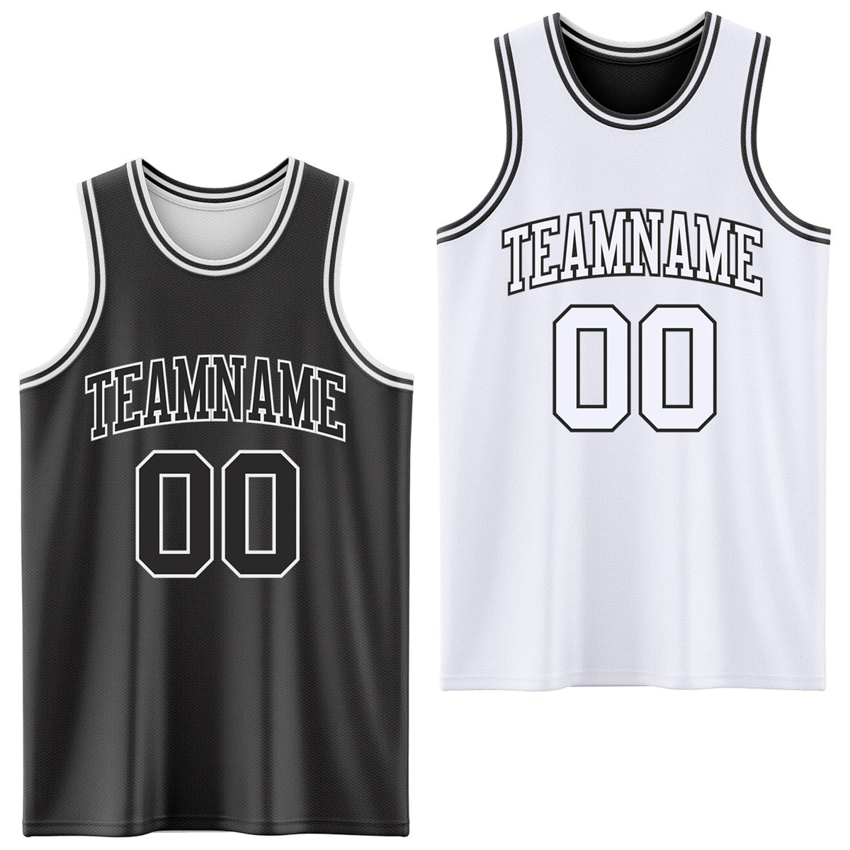 Custom Reversible Black White Double Side Sublimation Basketball Set Jersey photo 1