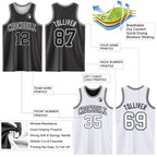Custom Reversible Black White Double Side Sublimation Basketball Set Jersey photo 5