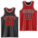 Custom Reversible Black Red-White Double Side Sublimation Basketball Set Jersey photo 1
