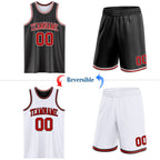 Custom Reversible Black Red-White Double Side Sublimation Basketball Set Jersey photo 2