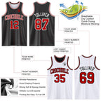 Custom Reversible Black Red-White Double Side Sublimation Basketball Set Jersey photo 5