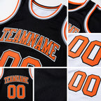 Custom Reversible Black Orange-White Double Side Sublimation Basketball Set Jersey detail