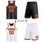 Custom Reversible Black Orange-White Double Side Sublimation Basketball Set Jersey photo 2