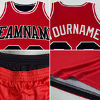 Custom Reversible Black Orange-White Double Side Sublimation Basketball Set Jersey photo 4