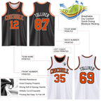 Custom Reversible Black Orange-White Double Side Sublimation Basketball Set Jersey photo 5