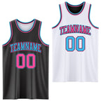 Custom Reversible Black Pink-Sky Blue Double Side Sublimation Basketball Set Jersey photo 1