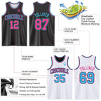 Custom Reversible Black Pink-Sky Blue Double Side Sublimation Basketball Set Jersey photo 5