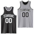 Custom Reversible Black White-Gray Double Side Sublimation Basketball Set Jersey