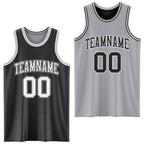 Custom Reversible Black White-Gray Double Side Sublimation Basketball Set Jersey