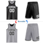 Custom Reversible Black White-Gray Double Side Sublimation Basketball Set Jersey photo 2