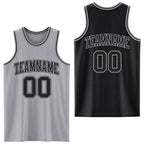 Custom Reversible Black Gray Double Side Sublimation Basketball Set Jersey
