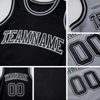 Custom Reversible Black Gray Double Side Sublimation Basketball Set Jersey detail