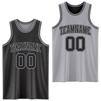 Custom Reversible Black Gray Double Side Sublimation Basketball Set Jersey photo 1