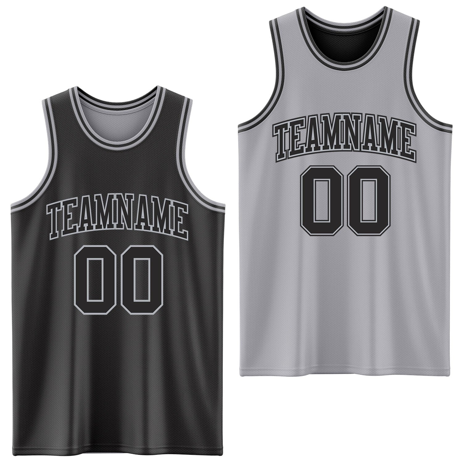 Custom Reversible Black Gray Double Side Sublimation Basketball Set Jersey photo 1