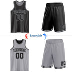 Custom Reversible Black Gray Double Side Sublimation Basketball Set Jersey photo 2