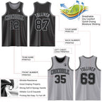 Custom Reversible Black Gray Double Side Sublimation Basketball Set Jersey photo 5