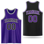 Custom Reversible Black Purple-White Double Side Sublimation Basketball Set Jersey